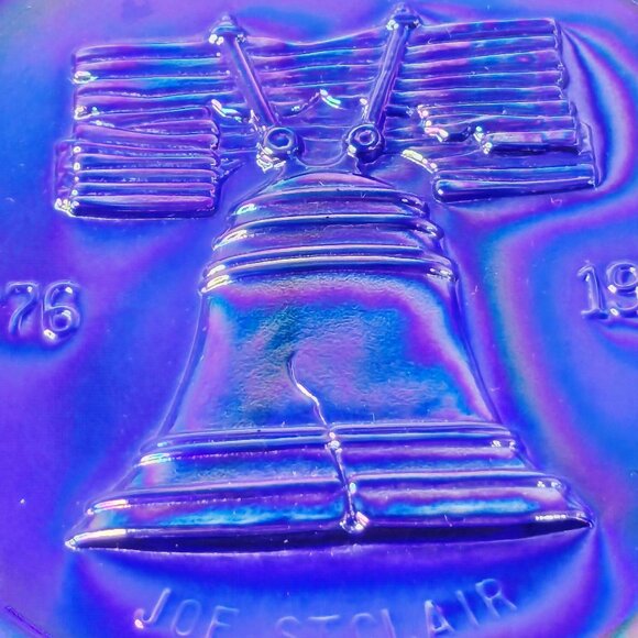 Joe St. Clair 1776 1976 Cobalt Blue Carnival Glass Bicentennial Plate - Picture 11 of 11